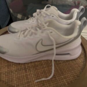 Nike White and Silver Athletic Shoes